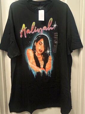 Aaliyah Graphic Tee in Black with Neon Accents